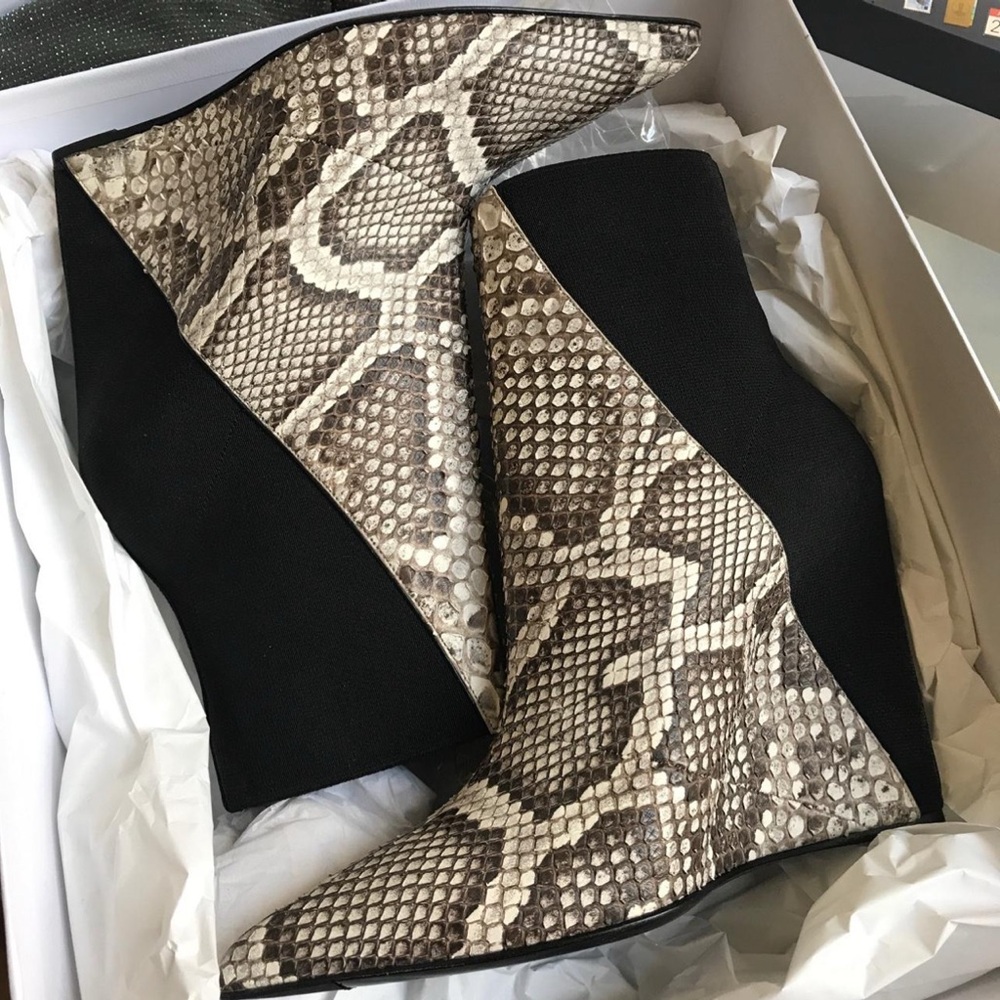 Balenciaga genuine exotic leather python heels with elastic back! Size 7